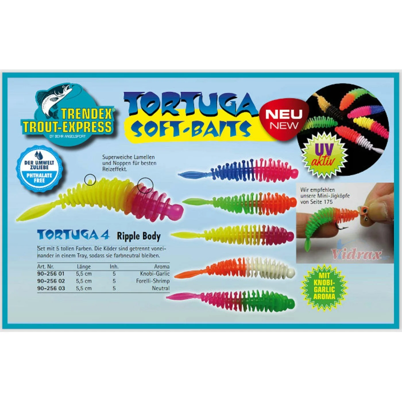 Kunstköder „Tortuga Ripple Body“ – 5er-Set, 5,5 cm, verschiedene Aromen